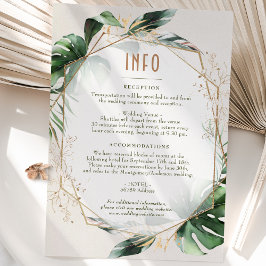 Monstera Gold Tarjeta de Boda INFO y Detalles Invi