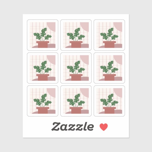 Monstera House Plant Frames Bohemian Pegatina (Hoja)