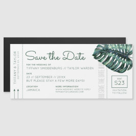 Monstera Leaf Boarding Pass Magnet Guardar la fech