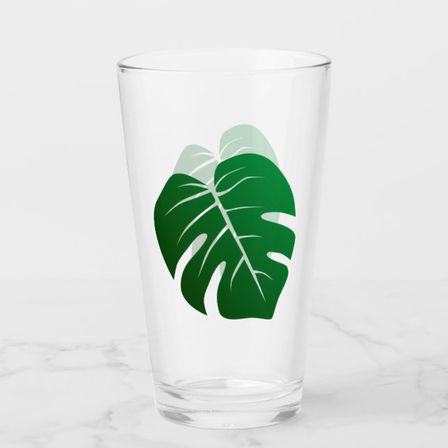 Monstera Leaf Diseño Botánico Vidrio para Beber (Anverso)