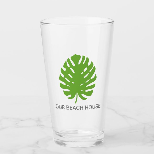 Monstera Leaf Green Navy Fiesta moderno (Anverso)