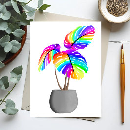 Monstera Neon Arcoíris | Tarjeta Postal de Planta 