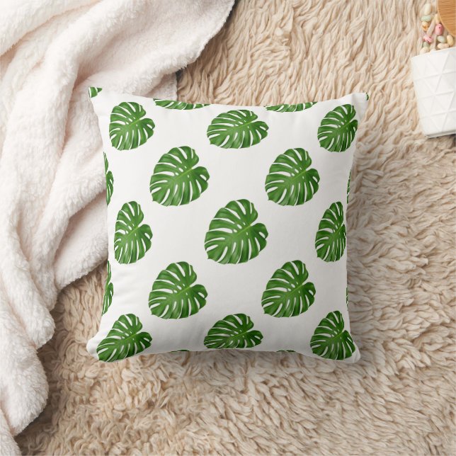 Monstera tropical deja Cojín decorativo (Manta)
