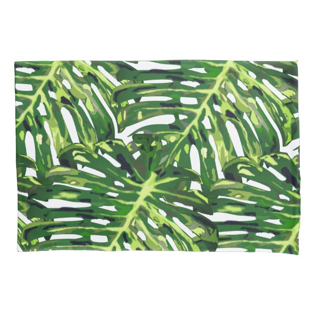 Monstera tropical deja Funda de almohada (Anverso)