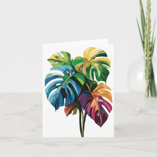 Monstera Tropical Deja Tarjeta de Saludos Foliage (Anverso)