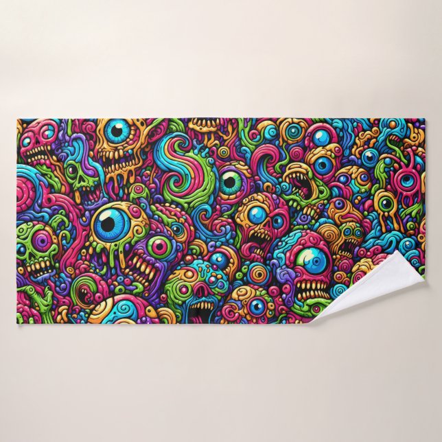 Monstruo abstracto colorido (Toalla de baño)