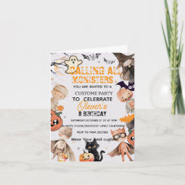 Monstruo adorable de Halloween Invitación de cumpl