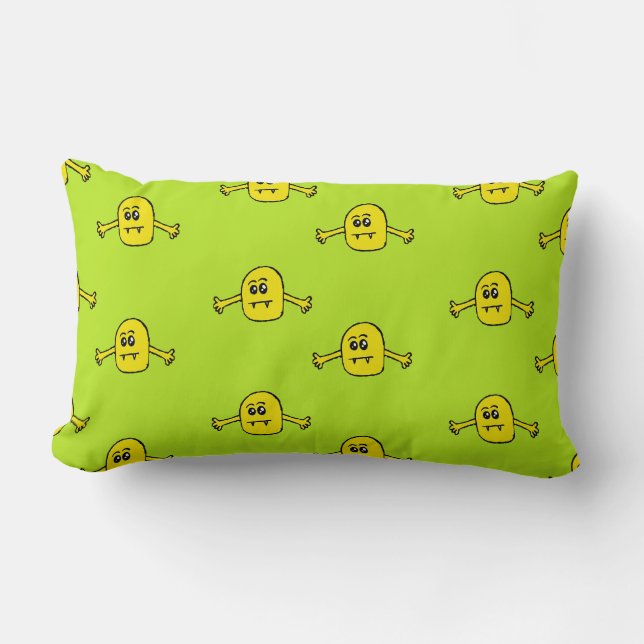 Monstruo amarillo en la almohada lumbar verde (Anverso)
