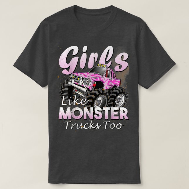 Monstruo Camión Camiseta Chicas Como Monsters Too  (Diseño del anverso)