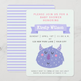 Monstruo Cute Purple | Invitación de Baby Shower