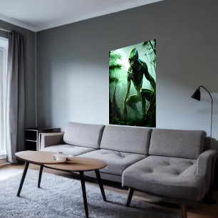 Monstruo de bestia alienígena en el bosque Arte
