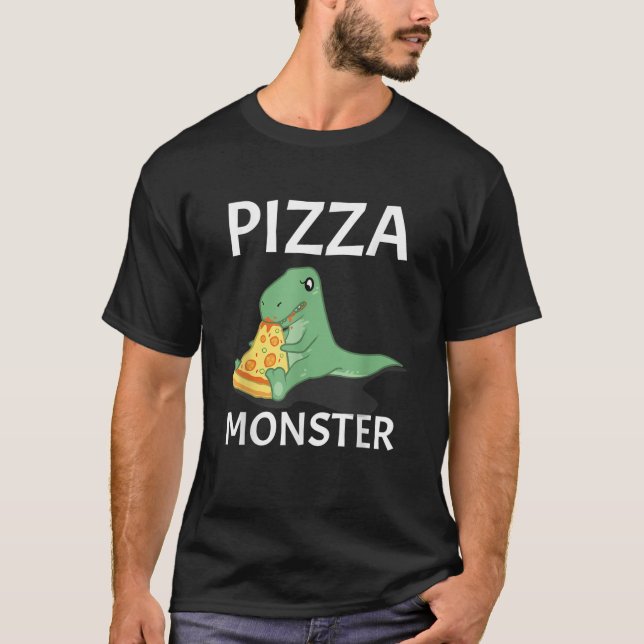 Monstruo De Dinosaur Pizza En Camiseta Cocina Ital (Anverso)