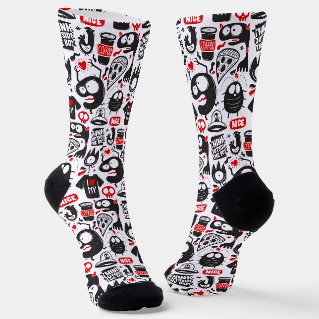 Monstruo de Doodle Divertido - Calcetines de Arte  (Angular)