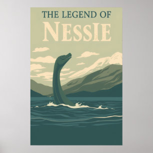 Monstruo del Lago Ness Arte de Viaje Vintage