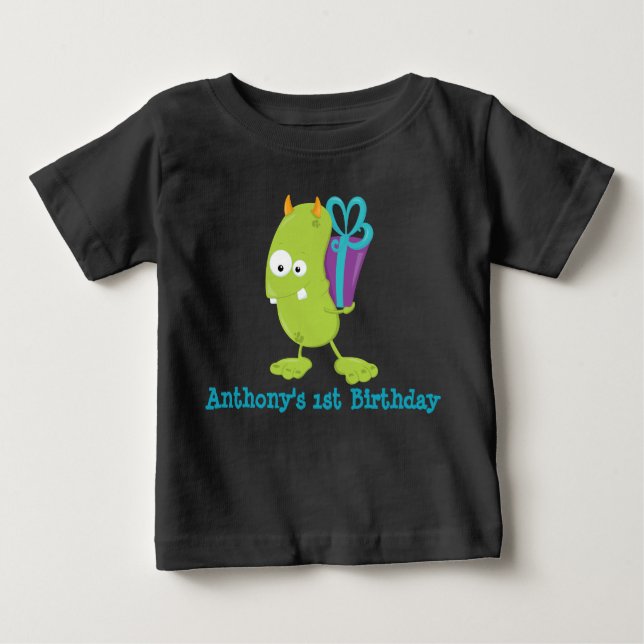 Monstruo Personalizado Primer Cumpleaños Camiseta (Anverso)