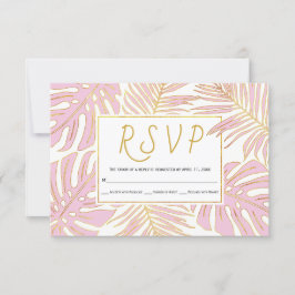 Monstruo tropical, hojas de palma boda rosa RSVP