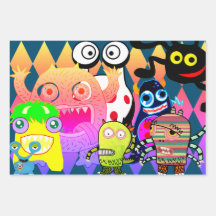 MONSTRUOS FELIZ Envoltura Papel conjunto de hojas 