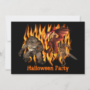 Monstruos Ogros flama invitación a Halloween