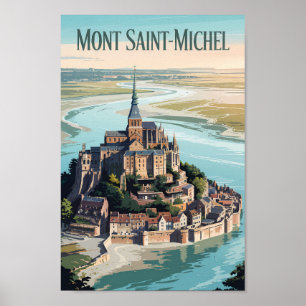 Mont-Saint-Michel Francia Ilustración Arte de Viaj