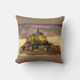 Mont St. Michel Normandía Francia Almohada Marrón