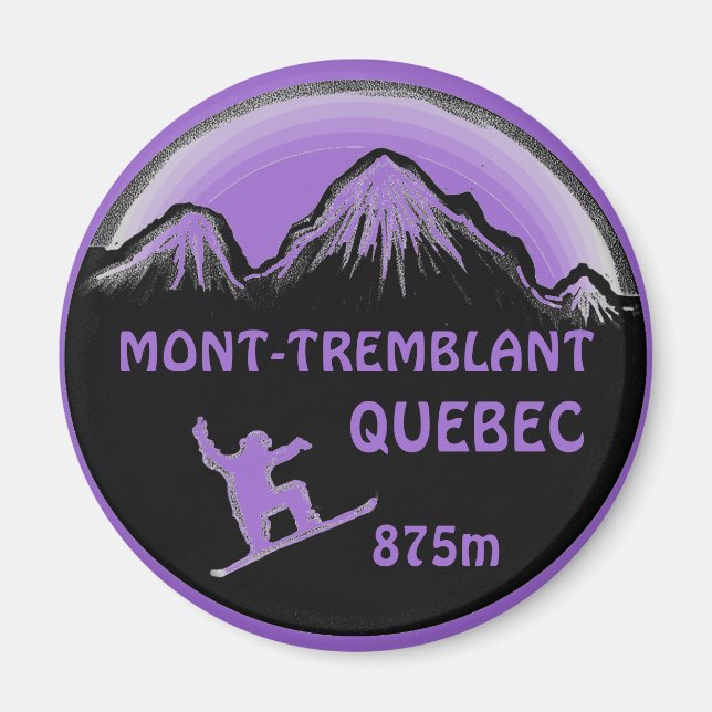 Mont Tremblant Imán de arte de snowboard púrpura d (Frente)