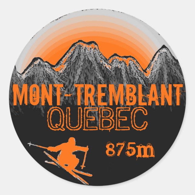 Mont Tremblant naranja de Quebec pegatinas de esqu (Anverso)