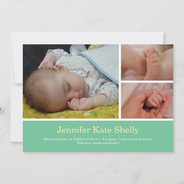 Montaje 3 foto anuncio de nacimiento de bebé con m (Anverso)