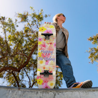 Montaje Floral Vintage Distorsionado Skateboard