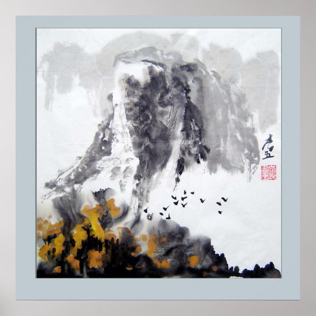 Montaña, bosques y flores - Arte chino (Frente)
