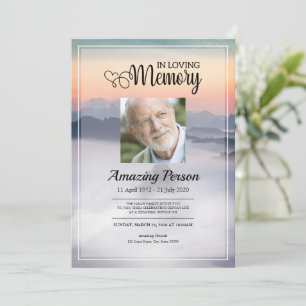 Montaña Funeral orden de servicio Invitación