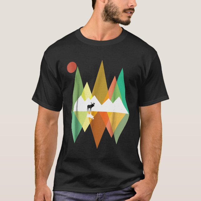 Montaña Moose Retro Camiseta Vintage Campin (Anverso)