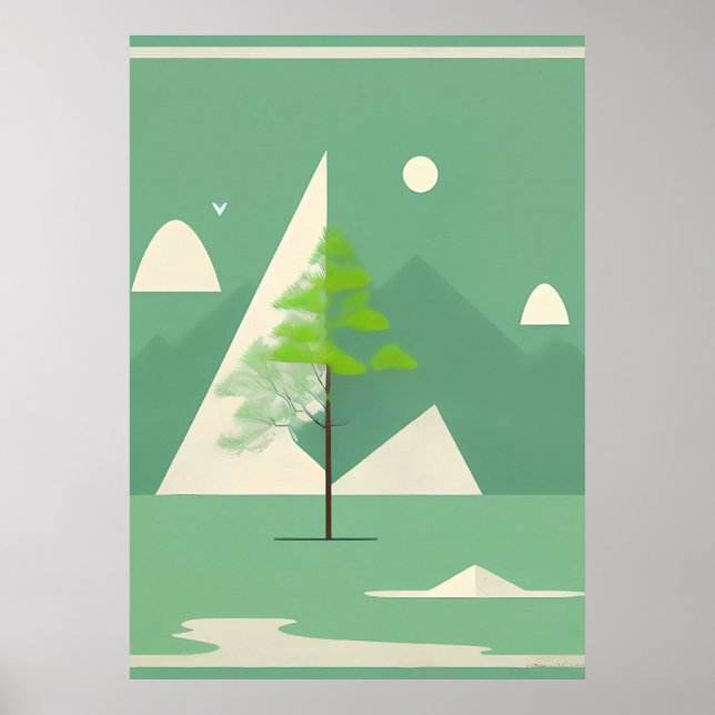 Montaña nórdica: Poster abstracto de decoración do (Frente)
