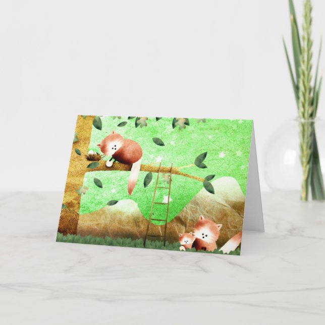 Montaña Panda roja - tarjeta de saludo (Anverso)