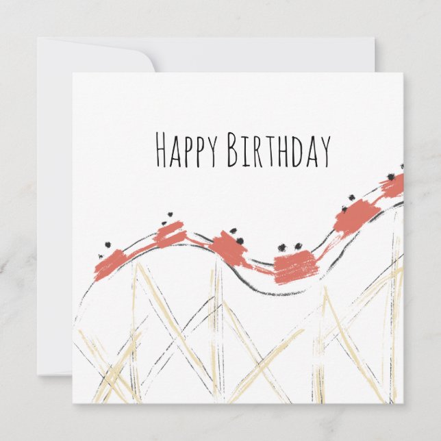 Montaña Rusa Cumpleaños Dibujado a Mano (Anverso)