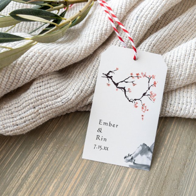 Montaña Sakura | Etiqueta de regalo de Boda casual (Subido por el creador)