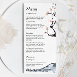 Montaña Sakura | Menú plano Boda asual<br><div class="desc">Esta montaña sakura | el boda informal de menú es perfecto para su boda minimalista informal. Este diseño presenta un árbol sakura con flores de cerezo, montañas acuáticas y una simple caligrafía para hacer especial a su boda en primavera, verano, otoño o invierno. Por favor, siéntase libre de contactarnos con...</div>