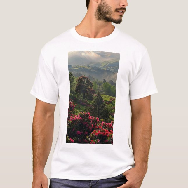 Montaña Spring Nature Caminando Camiseta (Anverso)