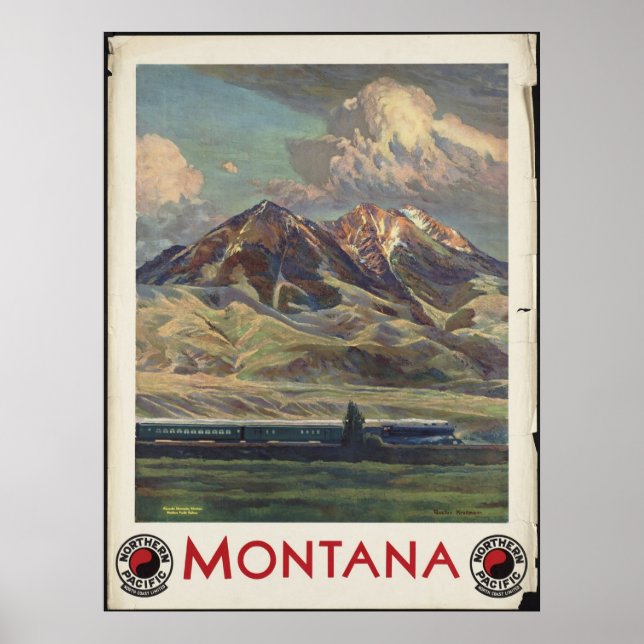 Montana Vintage Viajes Posters Ad Retro Impresione (Frente)