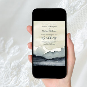 Montañas acuarelas Invitación a matrimonio Código