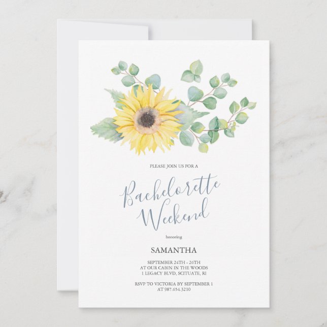 Montañas Bachelorette Party Watercolor Sunflower (Anverso)