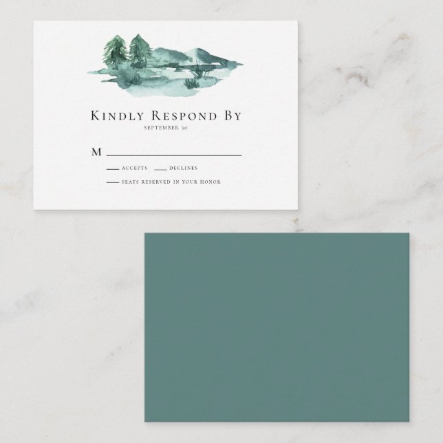 Montañas BUDGET Boda Tarjeta RSVP (Anverso / Reverso)