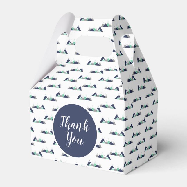 Montañas caja de favores para ducha de bebé (Front Side)