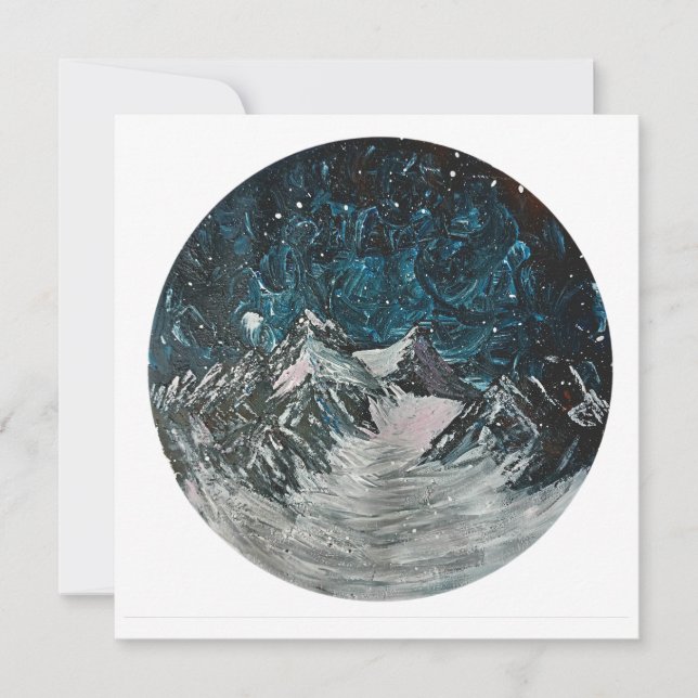 Montañas con tarjeta de noche (Anverso)