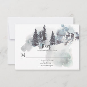 Montañas cubiertas de nieve Boda de pinos RSVP