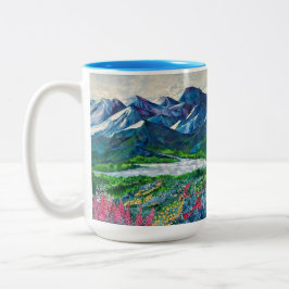 Montañas de Alaska y jarra de 15 oz