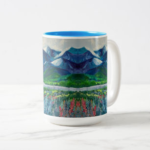 Montañas de Alaska y jarra de 15 oz
