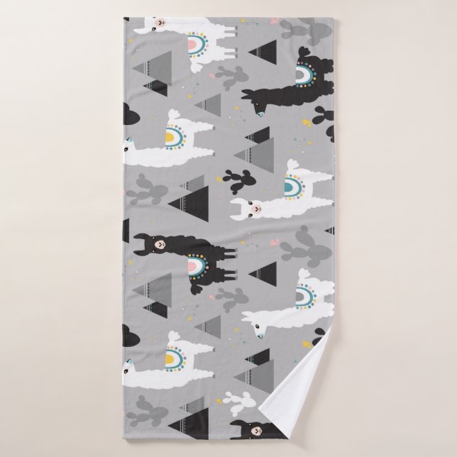 Montañas de cactus de Llama, patrón sin fisuras. (Toalla de baño)