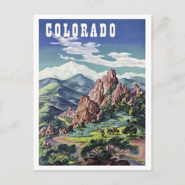 Montañas de Colorado, tarjeta postal de viaje vint (Anverso)