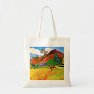 Montañas de Gauguin en la bolsa de asas de Tahití