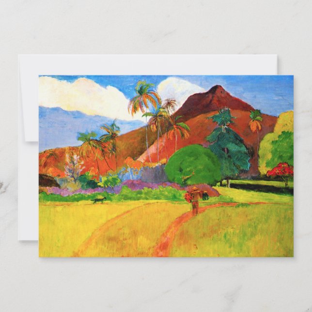 Montañas de Gauguin en las invitaciones de Tahití (Anverso)